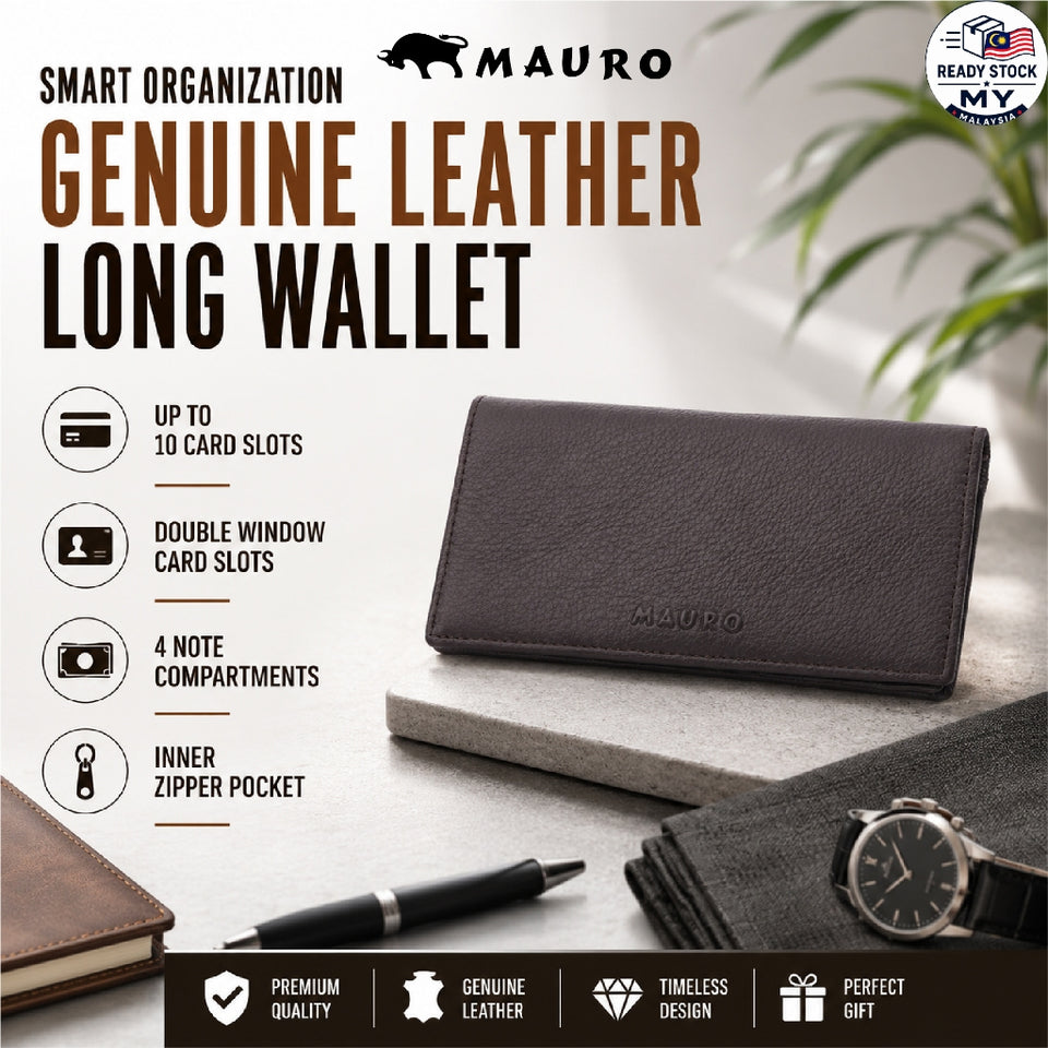 Ready Stock MY Smart Organization Men Genuine Leather Long and Short Wallet Collection