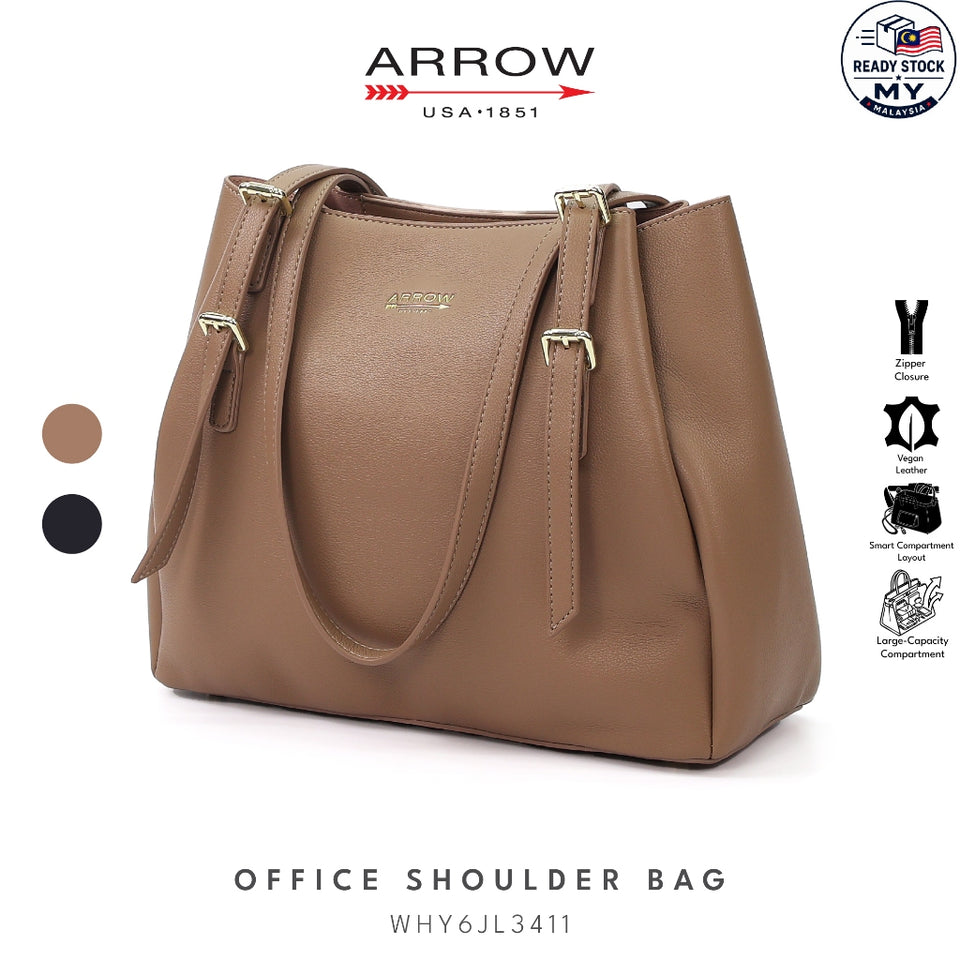 Ready Stock MY Office Professionals Tote ARROW Ladies Premium Vegan Leather Handbag Shoulder Bag