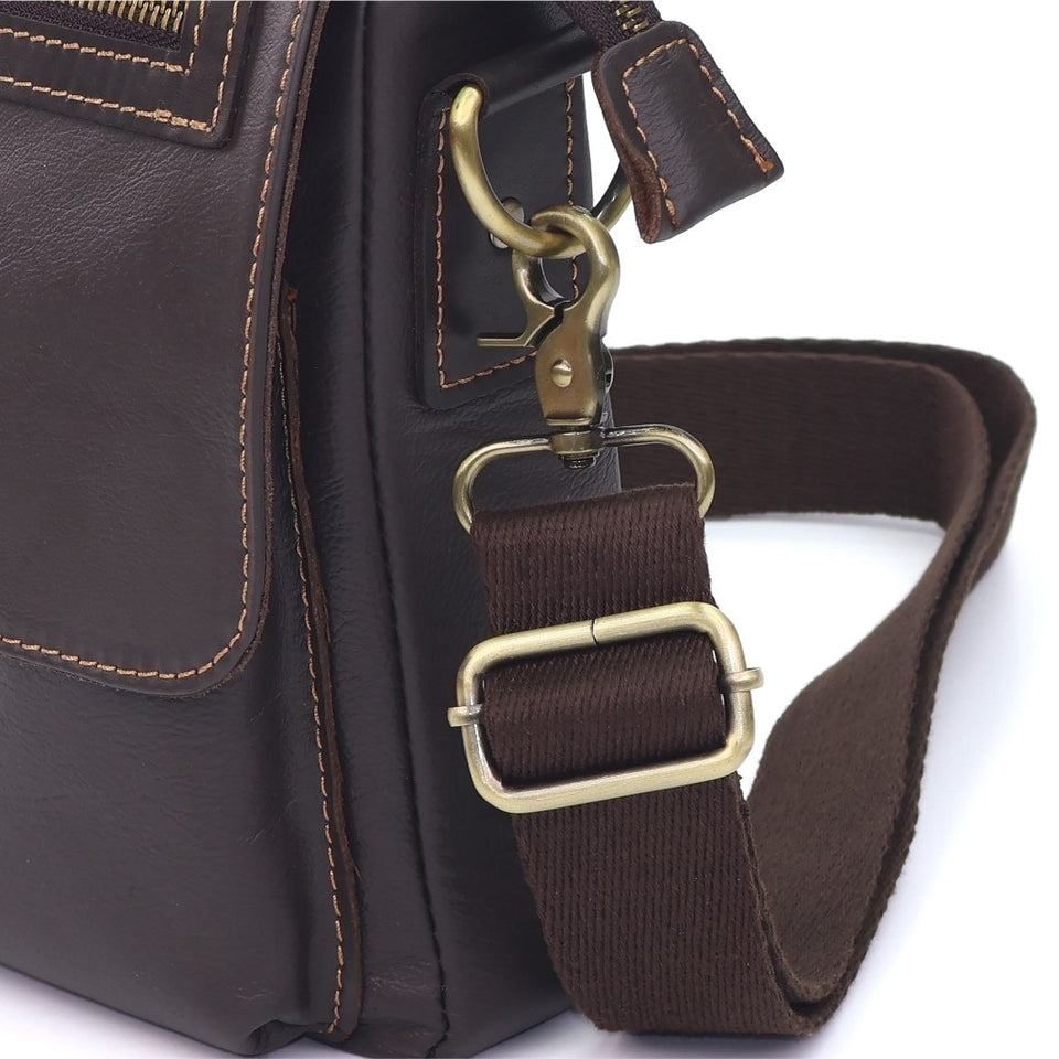 MAURO URBAN BROWN Full Grain Leather Men Messenger Sling Bag Beg Silang Lelaki Kulit