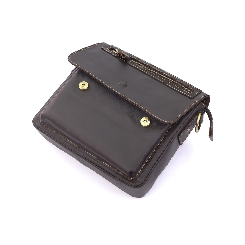 MAURO URBAN BROWN Full Grain Leather Men Messenger Sling Bag Beg Silang Lelaki Kulit