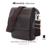 MAURO URBAN BROWN Full Grain Leather Men Messenger Sling Bag Beg Silang Lelaki Kulit