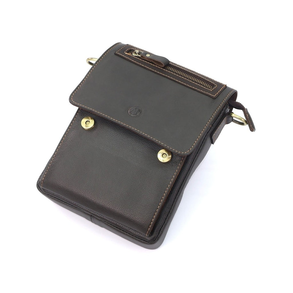 MAURO URBAN BROWN Full Grain Leather Men Messenger Sling Bag Beg Silang Lelaki Kulit