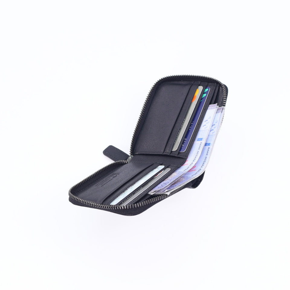MAURO Premium Leather Men Zipper Wallet Dompet Berzip Lelaki Anti-Theft Coin Purse RFID Protection