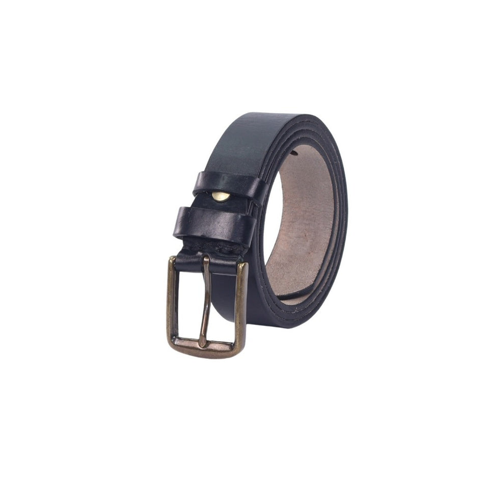 MAURO Premium Leather Belt Men Pin Solid Brass Buckle Tali Pinggang Lelaki Classic Rugged Style For Jeans & Slacks