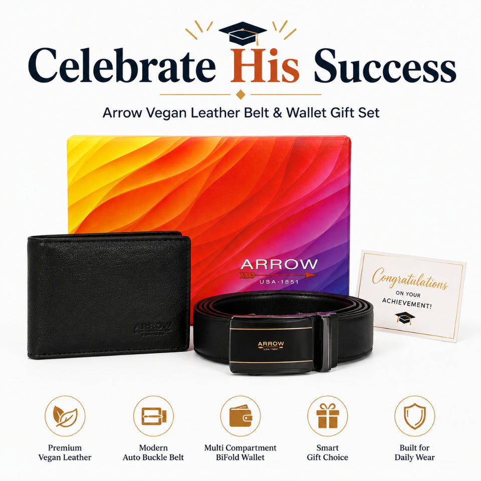 [Ready Stock MY] Celebrate His Success with ARROW Premium Vegan Leather Belt & Wallet Gift Set