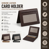 MAURO Genuine Leather Card Holder Men Bifold Wallet Slim Card Case ID Window Pemegang Kad Kulit Asli Dompet Kad Lelaki
