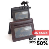 MAURO Genuine Leather Card Holder Men Bifold Wallet Slim Card Case ID Window Pemegang Kad Kulit Asli Dompet Kad Lelaki