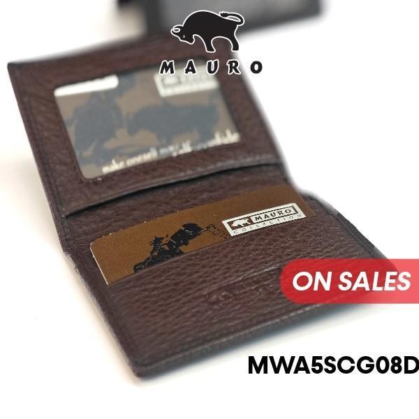MAURO Genuine Leather Card Holder Men Bifold Wallet Slim Card Case ID Window Pemegang Kad Kulit Asli Dompet Kad Lelaki