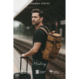 MAURO Mustang Vintage Canvas Leather Backpack 26L Travel Bag Baju Beg Retro Canvas Backpack Kerja Beg Travelling