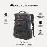 MAURO Riders Vintage Canvas Leather Backpack 31L Travel Bag Baju Beg Retro Canvas Backpack Kerja Beg Travelling