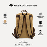 MAURO Mustang Vintage Canvas Leather Backpack 26L Travel Bag Baju Beg Retro Canvas Backpack Kerja Beg Travelling