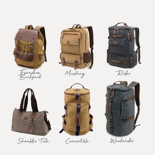 MAURO Mustang Vintage Canvas Leather Backpack 26L Travel Bag Baju Beg Retro Canvas Backpack Kerja Beg Travelling