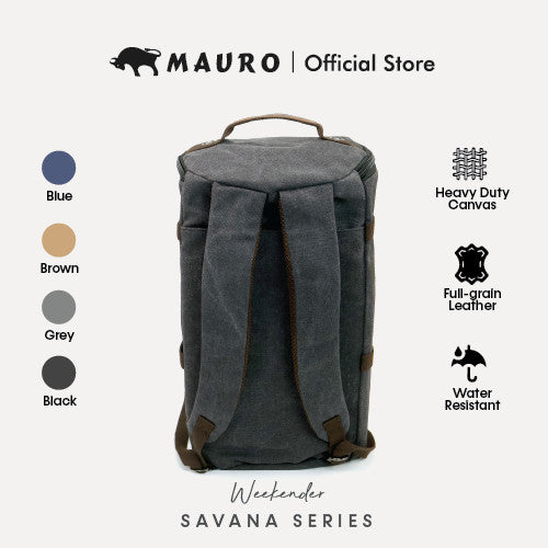 MAURO Weekender Vintage Canvas Leather Backpack 34L Travel Bag Baju Retro Canvas Beg Backpacl Kerja Beg Computer
