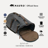 MAURO Weekender Vintage Canvas Leather Backpack 34L Travel Bag Baju Retro Canvas Beg Backpacl Kerja Beg Computer