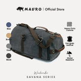 MAURO Weekender Vintage Canvas Leather Backpack 34L Travel Bag Baju Retro Canvas Beg Backpacl Kerja Beg Computer