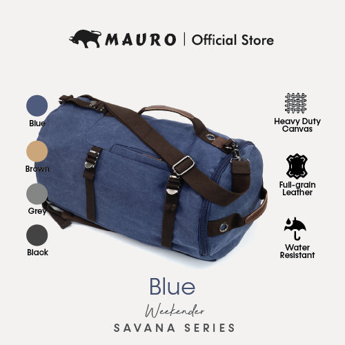MAURO Weekender Vintage Canvas Leather Backpack 34L Travel Bag Baju Retro Canvas Beg Backpacl Kerja Beg Computer
