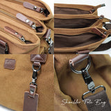 MAURO Shoulder Bag Vintage Canvas Bag Beg Galas Retro Kulit Canvas Beg Kerja Stylish Beg