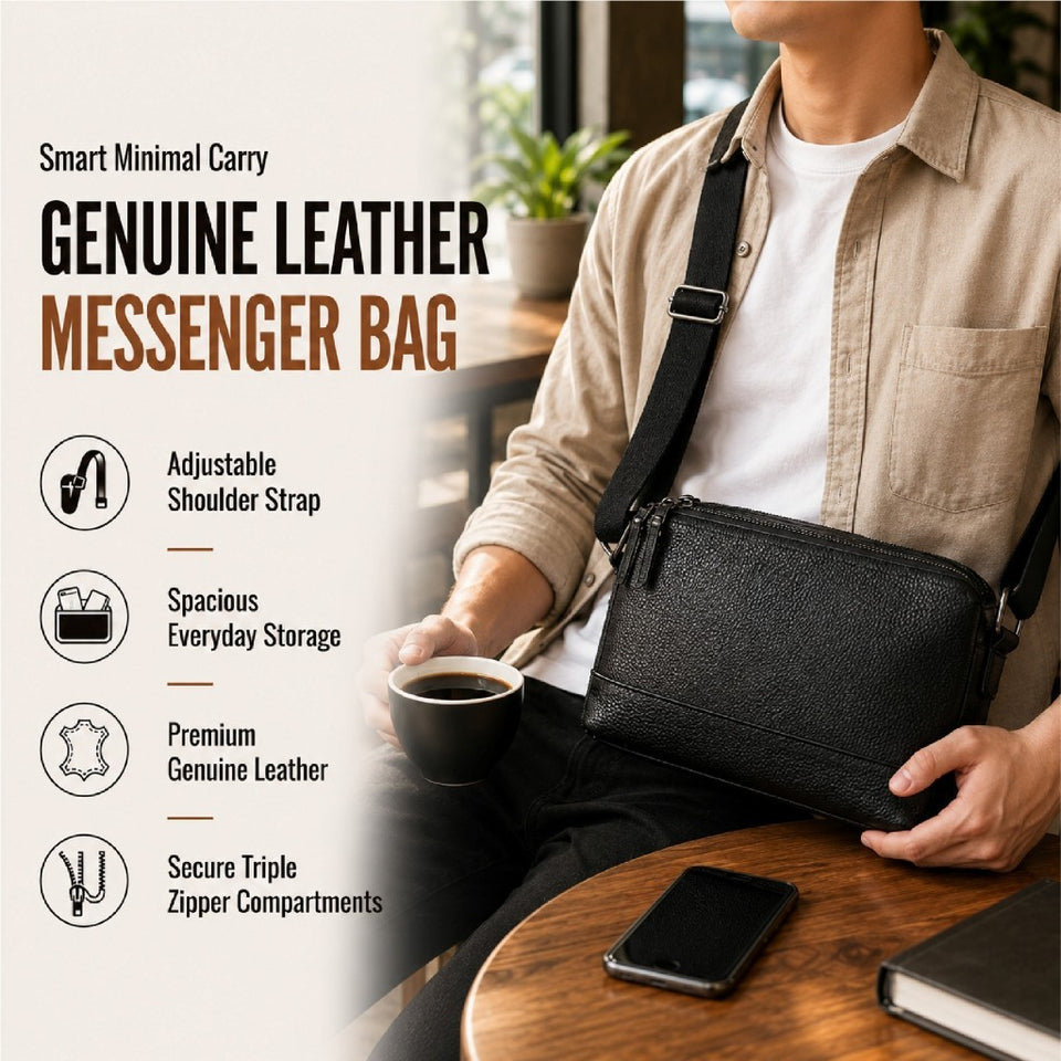 Ready Stock MY Smart Minimal Carry MAURO Genuine Leather Messenger Sling Bag Beg Lelaki Kulit Warranty
