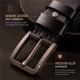 Ready Stock MY Slim Fit 1.3'' Inch Width MAURO Men Genuine Leather Belt with Premium Alloy Buckle