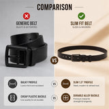 Ready Stock MY Slim Fit 1.3'' Inch Width MAURO Men Genuine Leather Belt with Premium Alloy Buckle