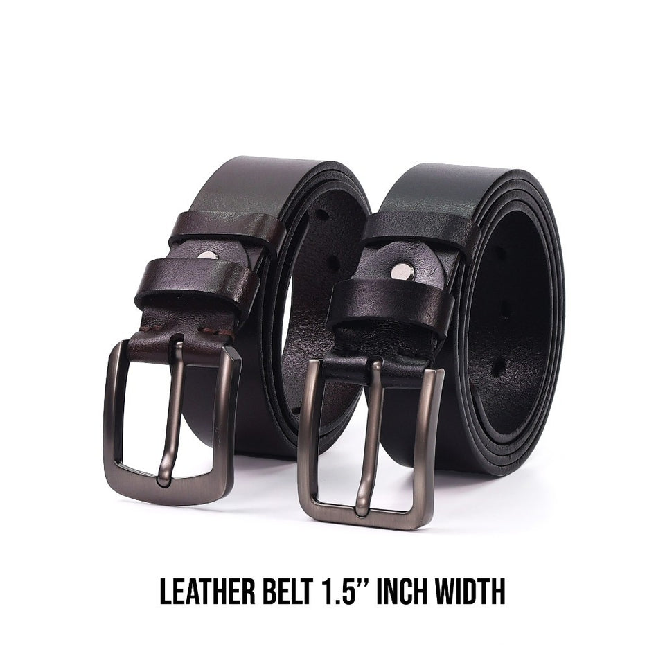 Ready Stock MY Slim Fit 1.3'' Inch Width MAURO Men Genuine Leather Belt with Premium Alloy Buckle