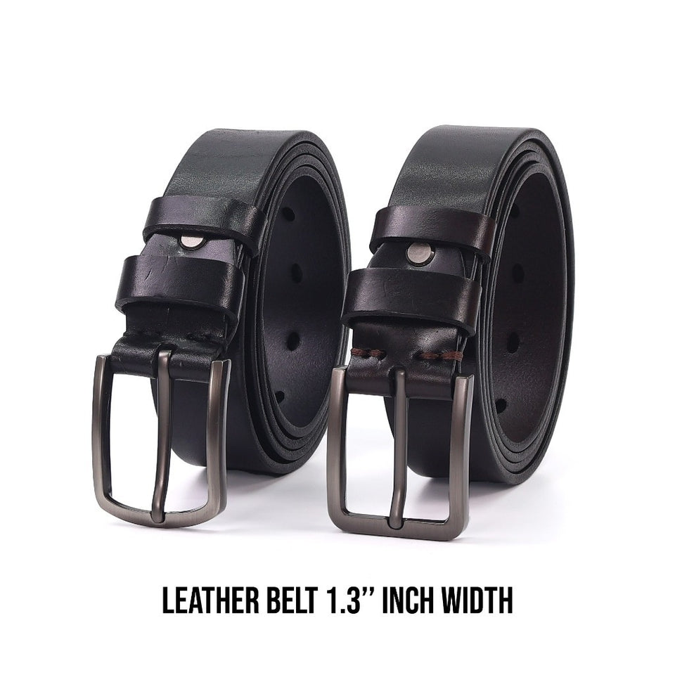 Ready Stock MY Slim Fit 1.3'' Inch Width MAURO Men Genuine Leather Belt with Premium Alloy Buckle