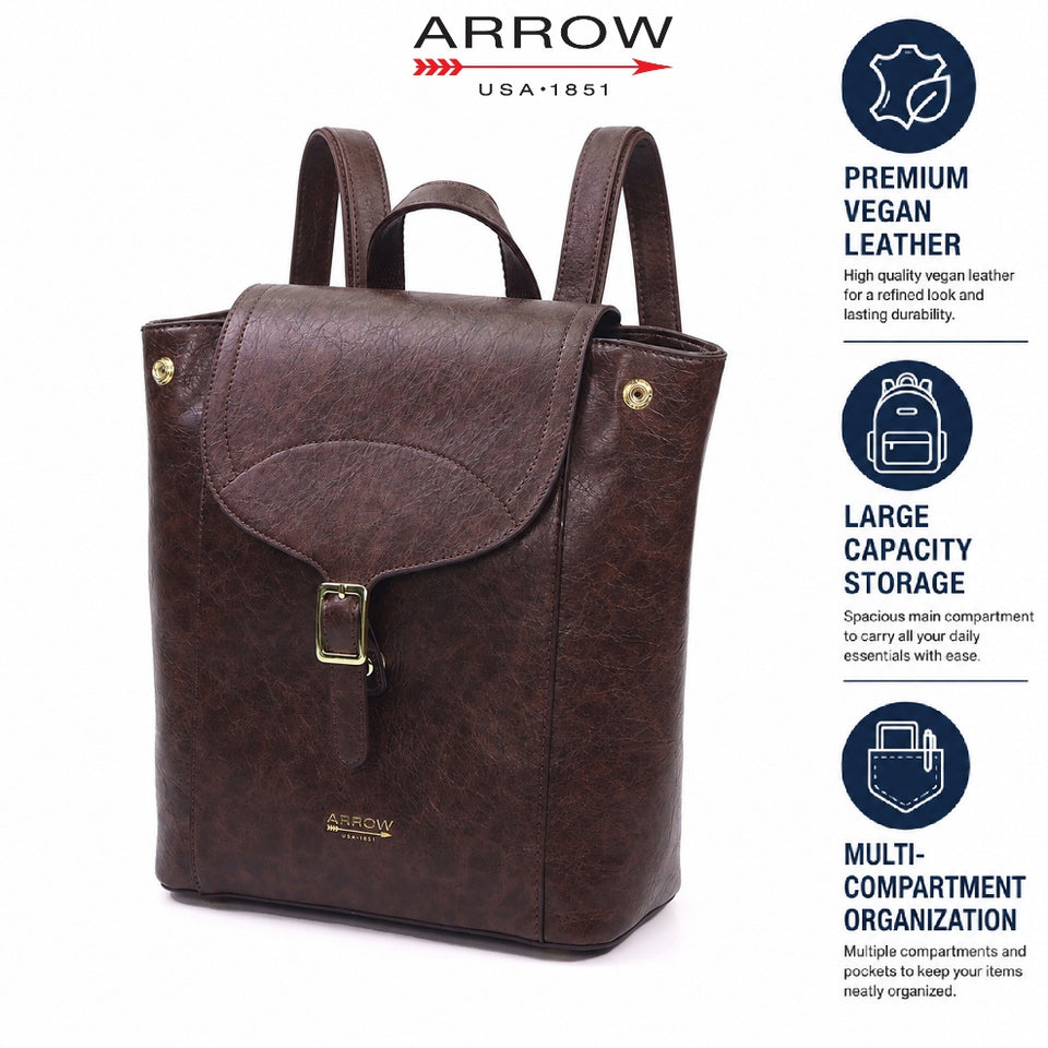 Ready Stock MY ARROW Ladies Vegan Leather Lifestyle Modern Backpack