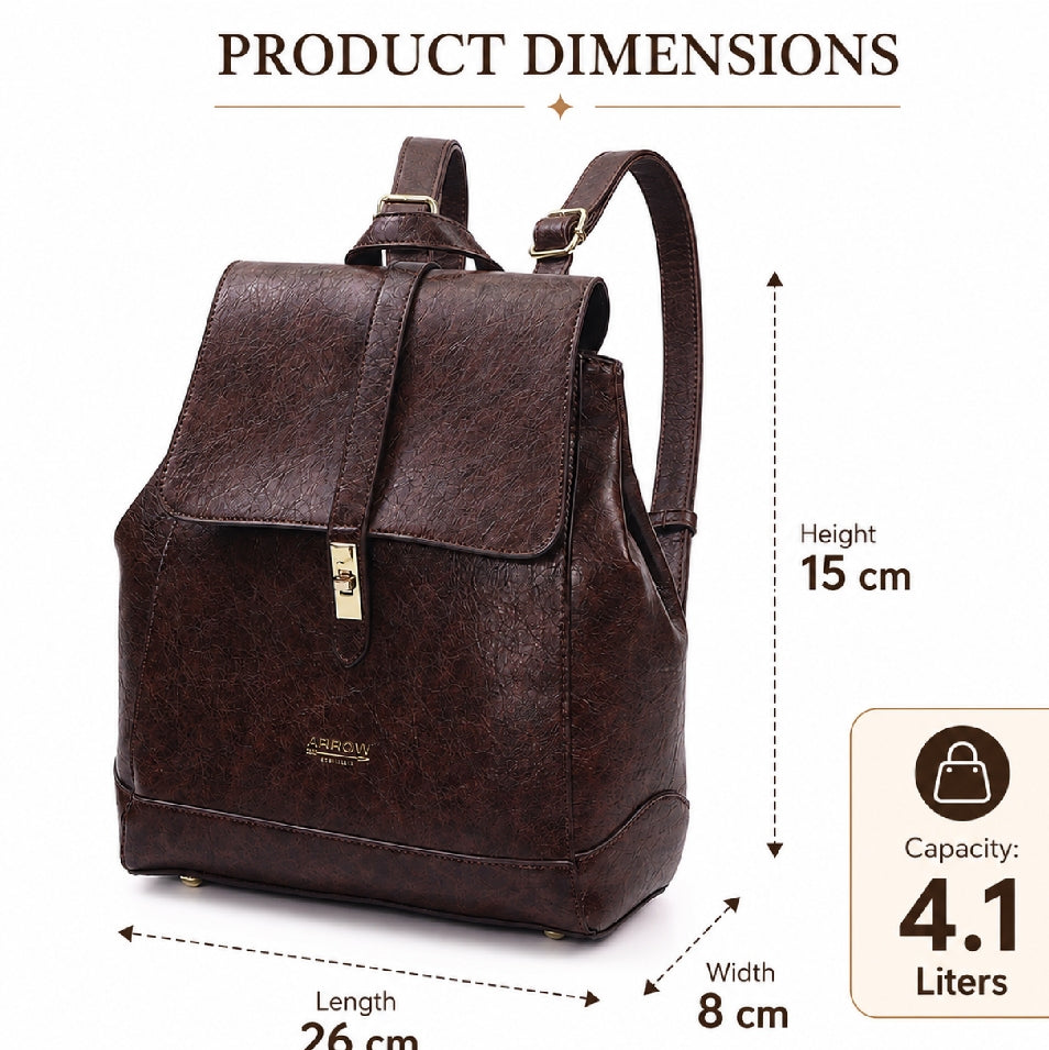 Ready Stock MY ARROW Ladies Vegan Leather Lifestyle Modern Backpack