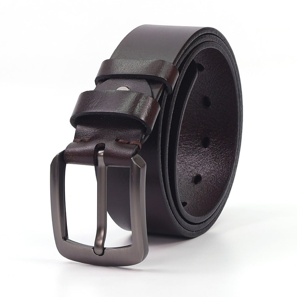 Ready Stock MY Slim Fit 1.3'' Inch Width MAURO Men Genuine Leather Belt with Premium Alloy Buckle
