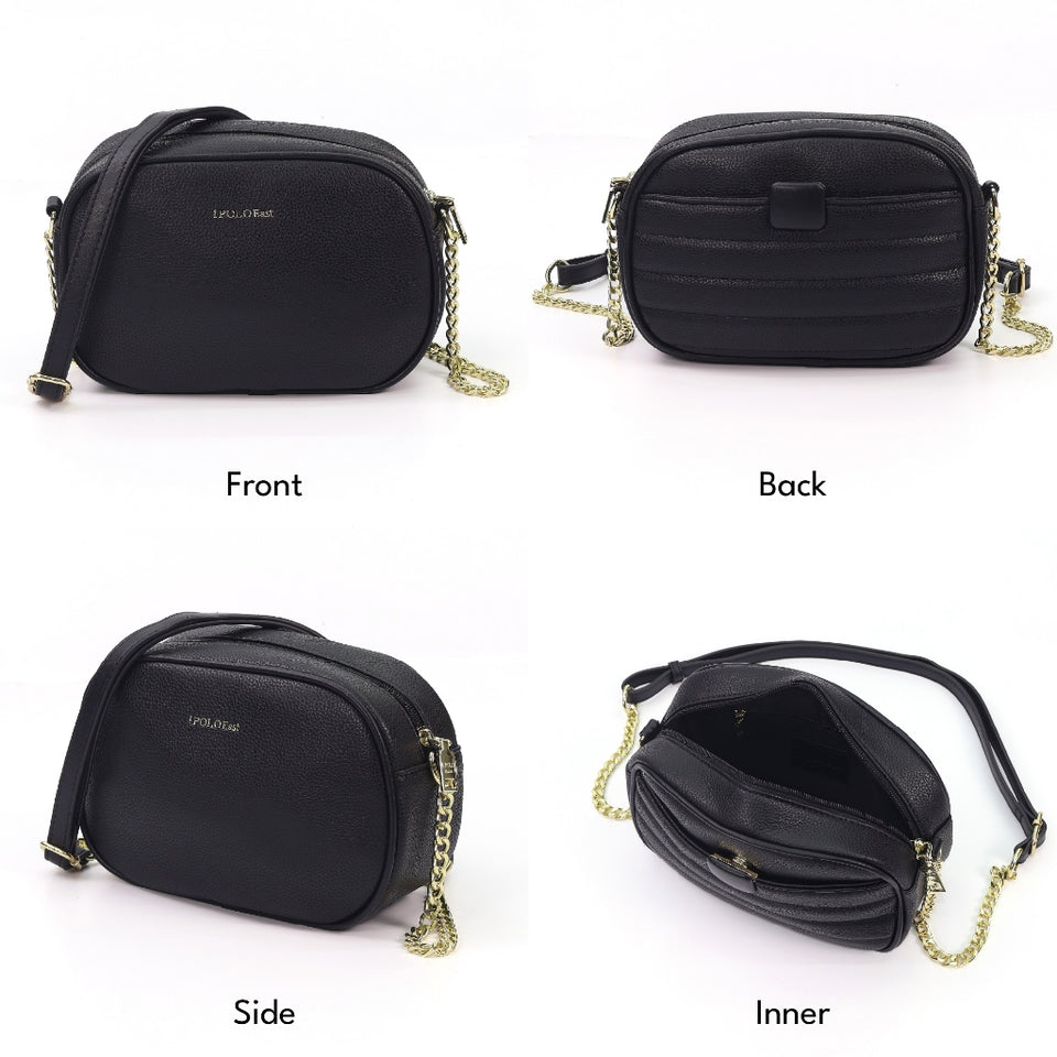 [ReadyStock MY] iPOLO East Grace Gold Chain Vegan Leather Ladies Crossbody Bag Beg Tangan Fashion Perempuan