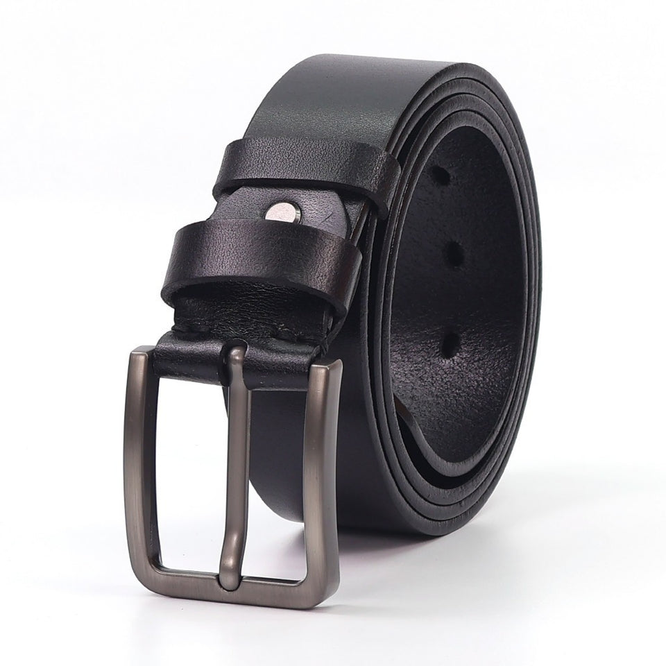 Ready Stock MY Slim Fit 1.3'' Inch Width MAURO Men Genuine Leather Belt with Premium Alloy Buckle