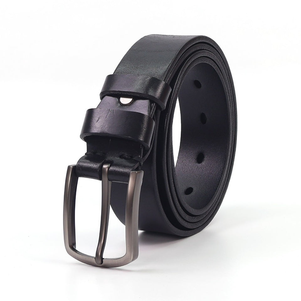 Ready Stock MY Slim Fit 1.3'' Inch Width MAURO Men Genuine Leather Belt with Premium Alloy Buckle