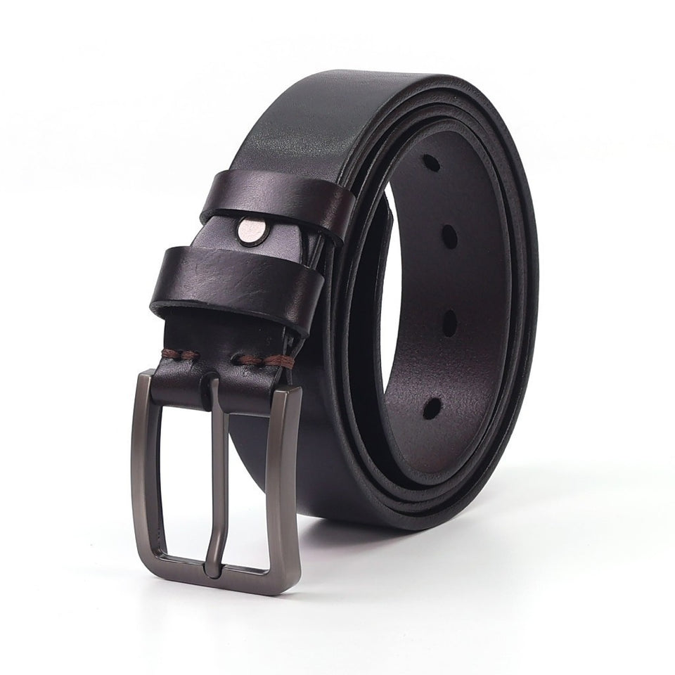 Ready Stock MY Slim Fit 1.3'' Inch Width MAURO Men Genuine Leather Belt with Premium Alloy Buckle