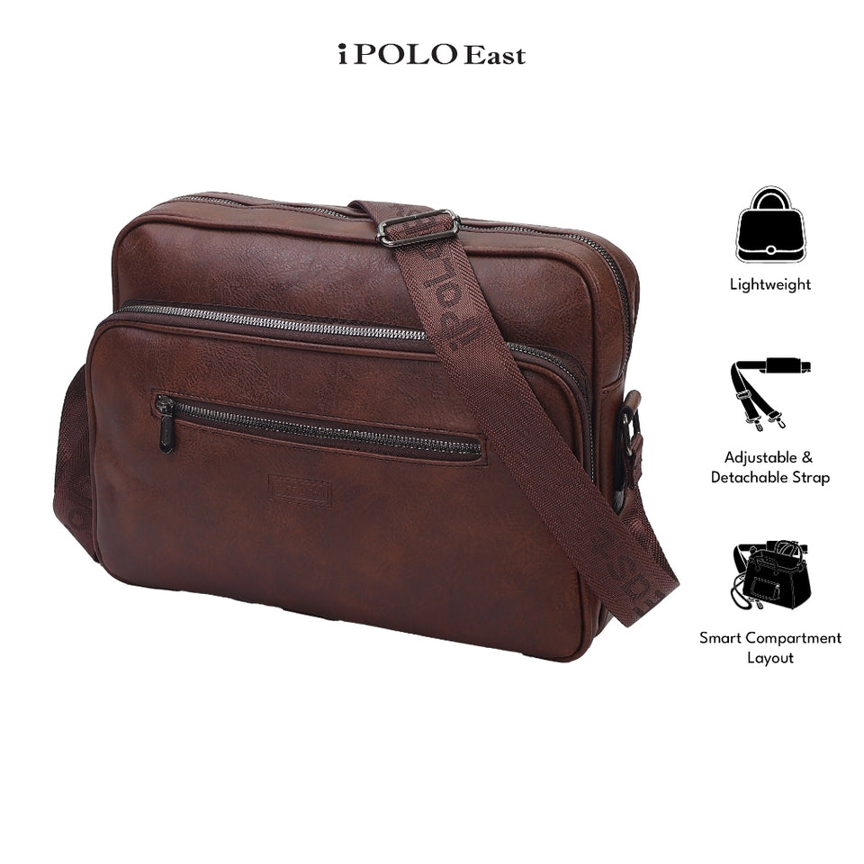 Ready Stock MY Executive iPOLO East Vegan Leather Men Messenger Crossbody Bag