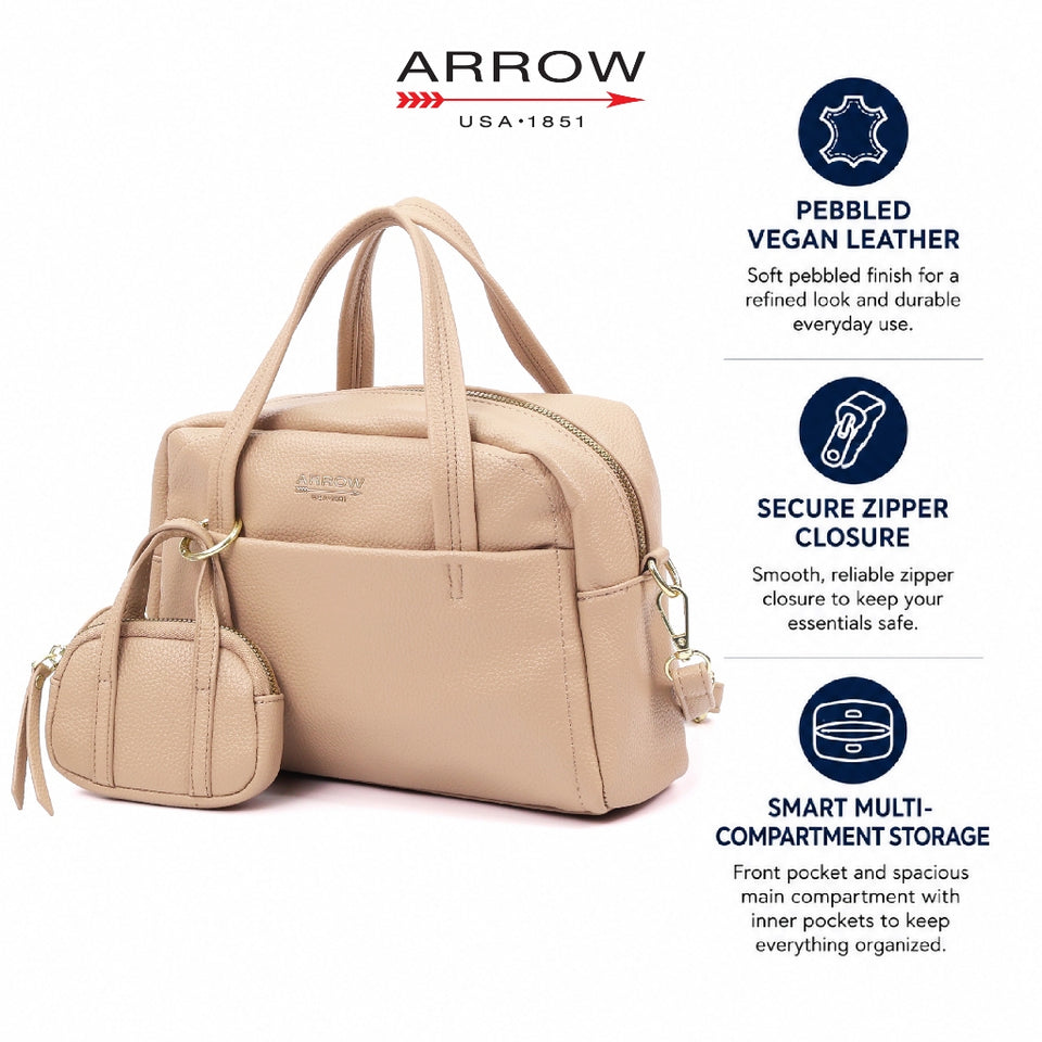 Ready Stock MY ARROW Pebbled Vegan Leather Ladies Handbag with Mini Pouch