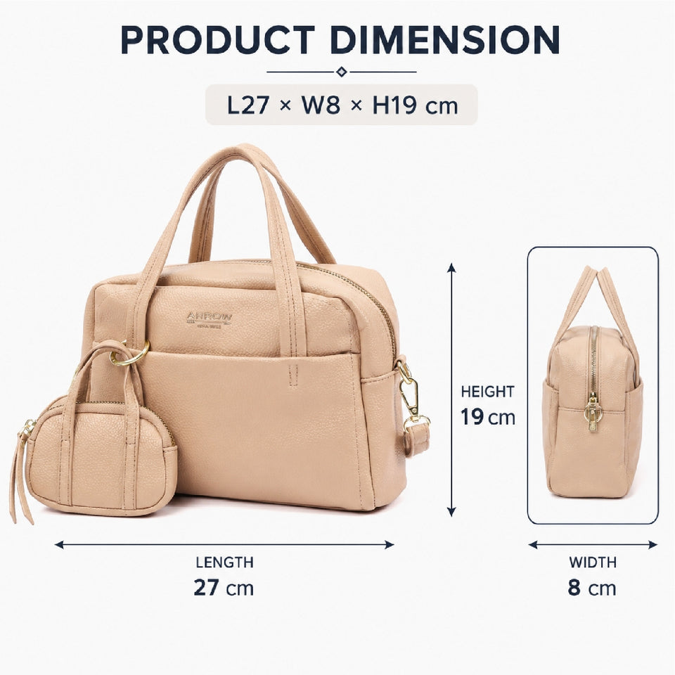 Ready Stock MY ARROW Pebbled Vegan Leather Ladies Handbag with Mini Pouch