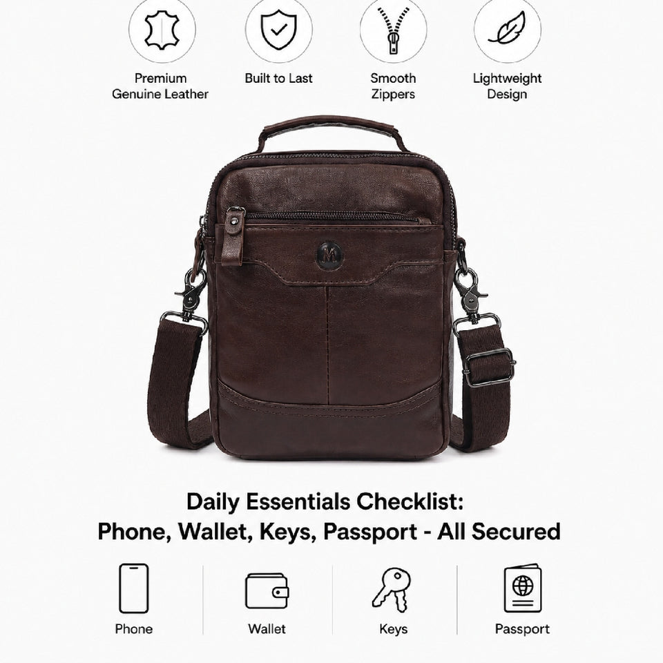 Ready Stock MY Grab & Go Mauro Full Grain Leather Collection Men Messenger Sling Bag Beg Kulit Lelaki