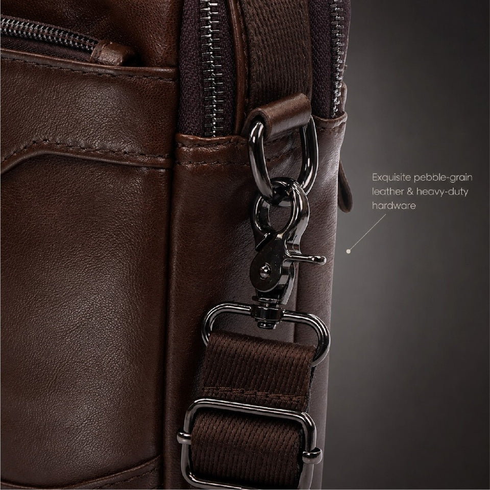 Ready Stock MY Grab & Go Mauro Full Grain Leather Collection Men Messenger Sling Bag Beg Kulit Lelaki