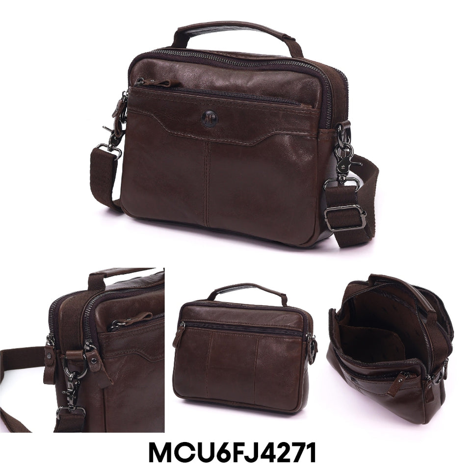 Ready Stock MY Grab & Go Mauro Full Grain Leather Collection Men Messenger Sling Bag Beg Kulit Lelaki