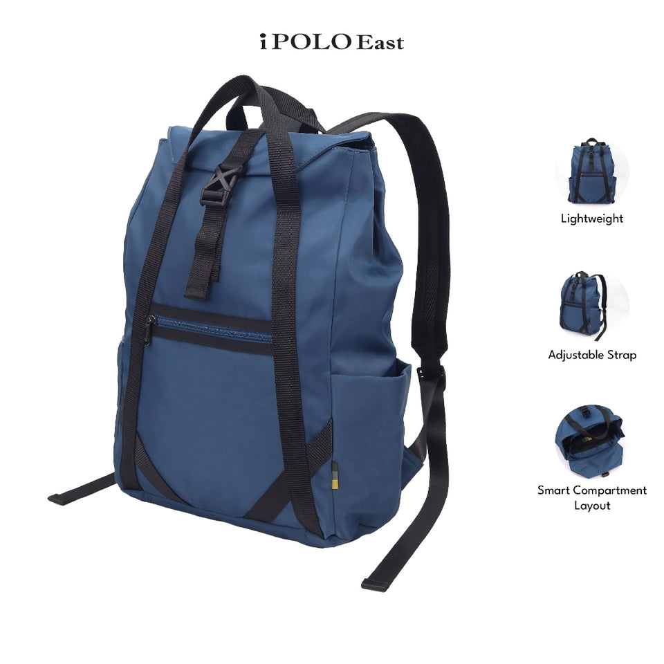 Ready Stock MY iPOLO East FlexCarry Unisex Nylon Backpack Uniseks Nilon Ringan Banyak Kompartmen