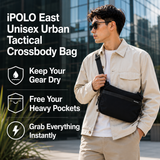 iPOLO East Unisex Urban Tactical Crossbody Bag Waterproof Microfibre Sling Bag Utility Beg Selempang Hitam