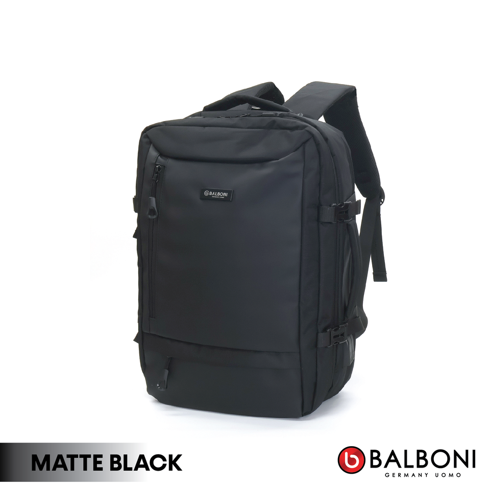 Balboni BRD4HZ5020 Travel Laptop Backpack – Water-Resistant, USB Charging Port, Large-Capacity (Ash Grey/Matte Black)