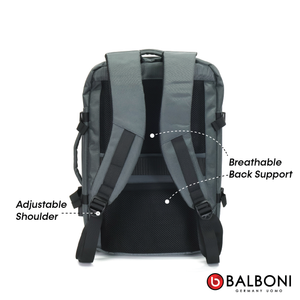 Balboni BRD4HZ5020 Travel Laptop Backpack – Water-Resistant, USB Charging Port, Large-Capacity (Ash Grey/Matte Black)