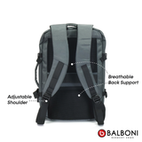 Balboni BRD4HZ5020 Travel Laptop Backpack – Water-Resistant, USB Charging Port, Large-Capacity (Ash Grey/Matte Black)