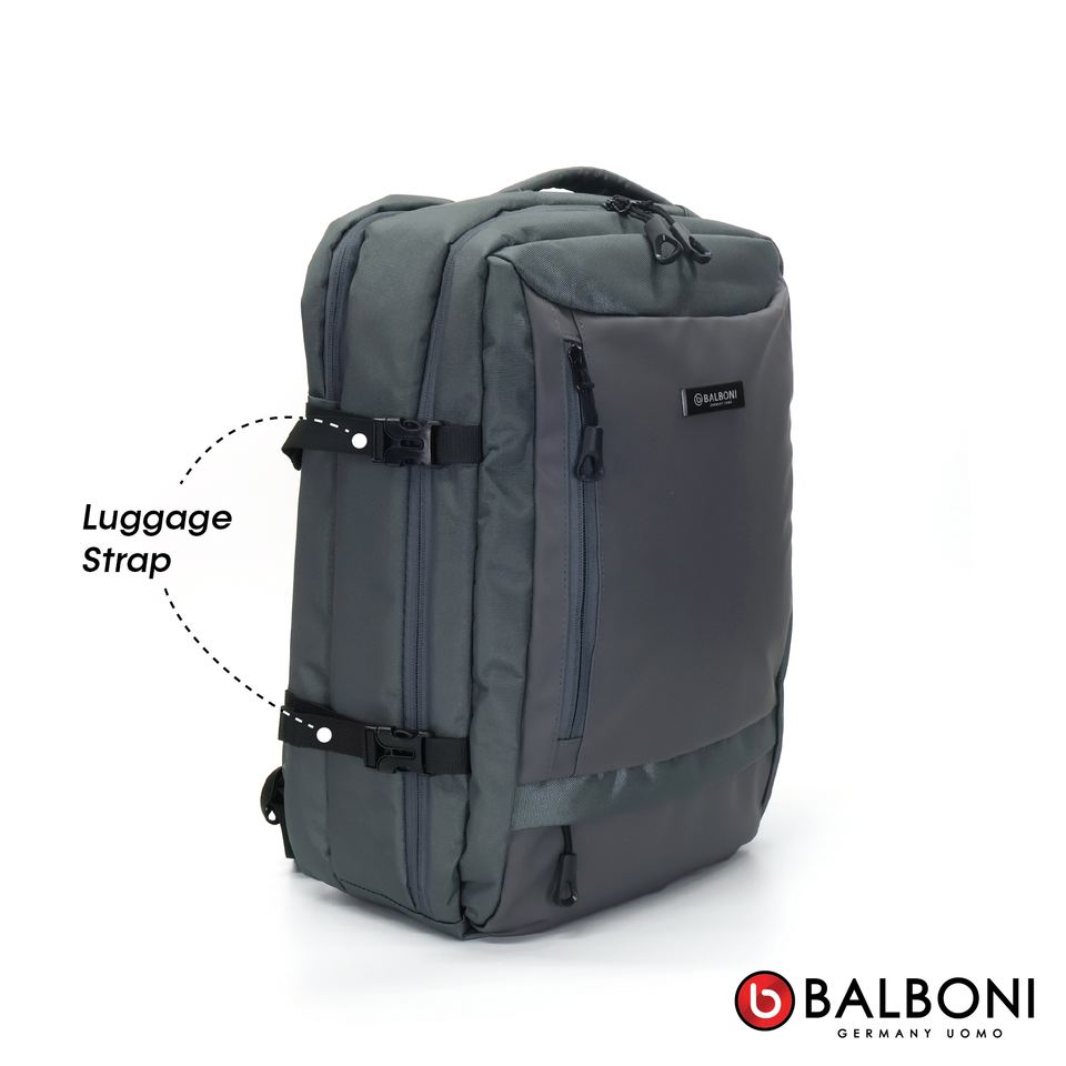 Balboni BRD4HZ5020 Travel Laptop Backpack – Water-Resistant, USB Charging Port, Large-Capacity (Ash Grey/Matte Black)