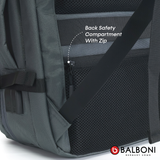 Balboni BRD4HZ5020 Travel Laptop Backpack – Water-Resistant, USB Charging Port, Large-Capacity (Ash Grey/Matte Black)