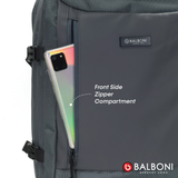 Balboni BRD4HZ5020 Travel Laptop Backpack – Water-Resistant, USB Charging Port, Large-Capacity (Ash Grey/Matte Black)
