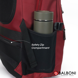 Balboni BRD4HZ9012 Travel Laptop Backpack – Water-Resistant, Large-Capacity (Ruby Red/Matte Black)