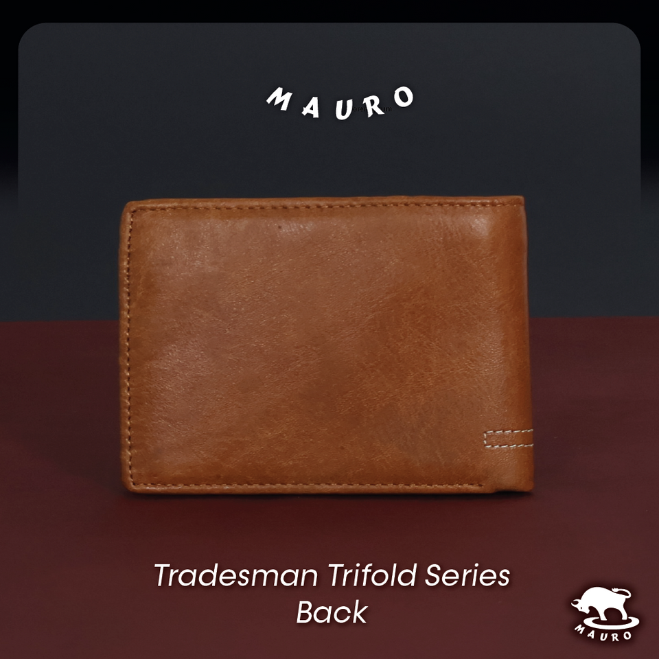 MAURO Tradesman Trifold Series Men's Genuine Leather Wallet 08J4DP239A