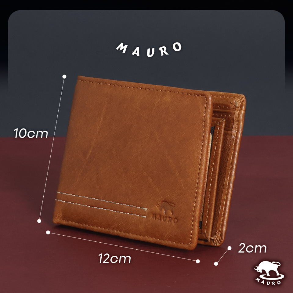 MAURO Tradesman Trifold Series Men's Genuine Leather Wallet 08J4DP239A